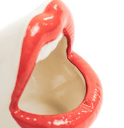 Exquisites Porzellan Lippenglas aus Stein – Dekoratives Munddesign | Aschenbecher, Stylishes Wohnaccessoire, Luft-Pflanze, Größe 11x10x12 cm