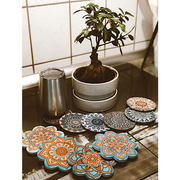 BOHORIA Premium Design Keramik Untersetzer Mandalaform Küche & Bar Set 4 Stück
